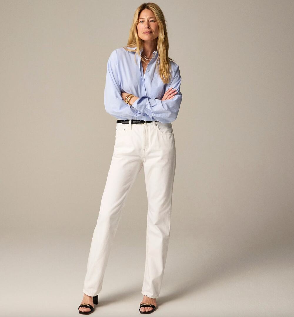 J.Crew Mid Rise Straight Jean 1984 Rigid White Denim Womens Relaxed US 26 NWT